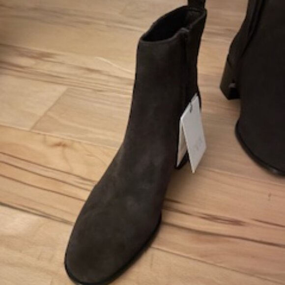 ZARA WIDE HEELED SPLIT LEATHER ANKLE BOOTS Brown size 6M (36) - Picture 11 of 15